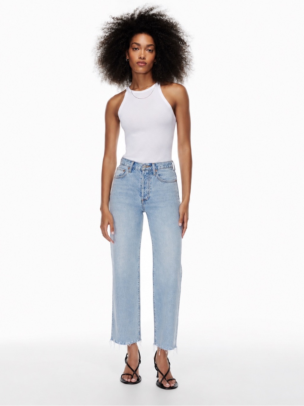 Aritzia Denim Forum Farrah High Rise Frayed Hem SZ 26
